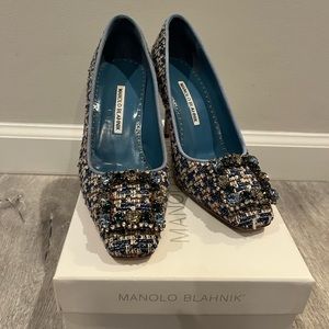 Manolo Blahnik Denim Blue Tabriz Soumak